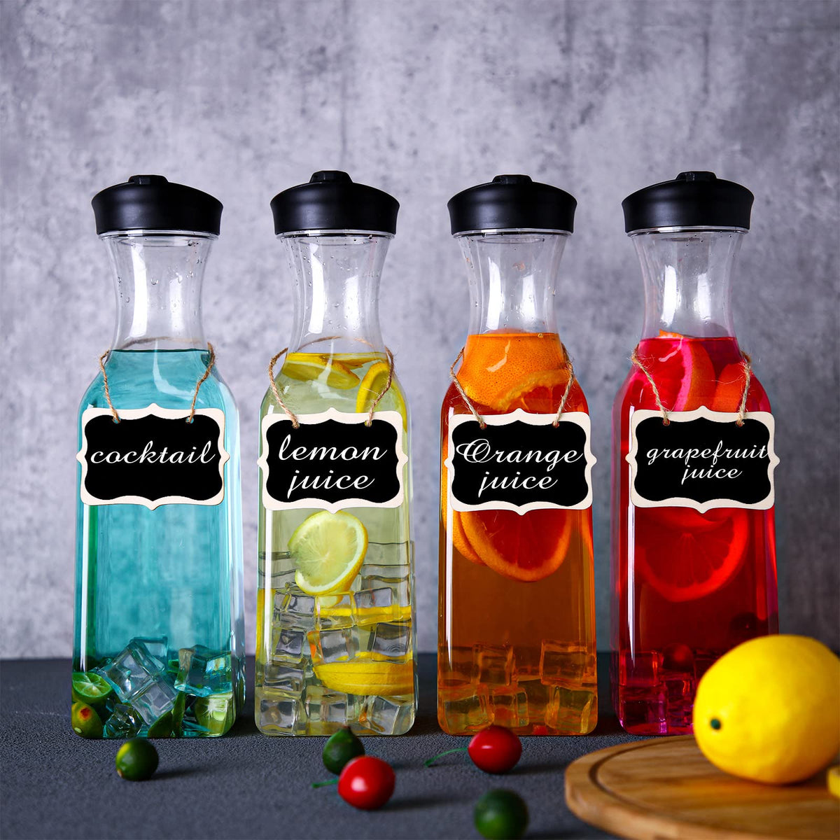 Clear plastic carafe by Lallisa ready for chilling and serving drinks