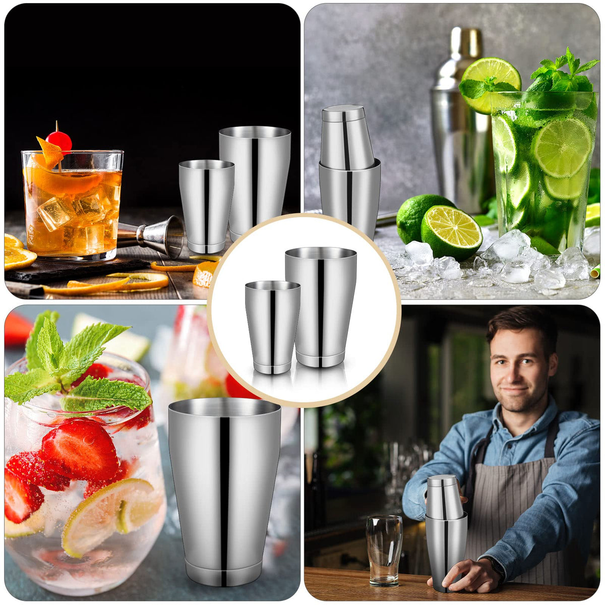 Lallisa martini and margarita shaker use supports a range of drinks