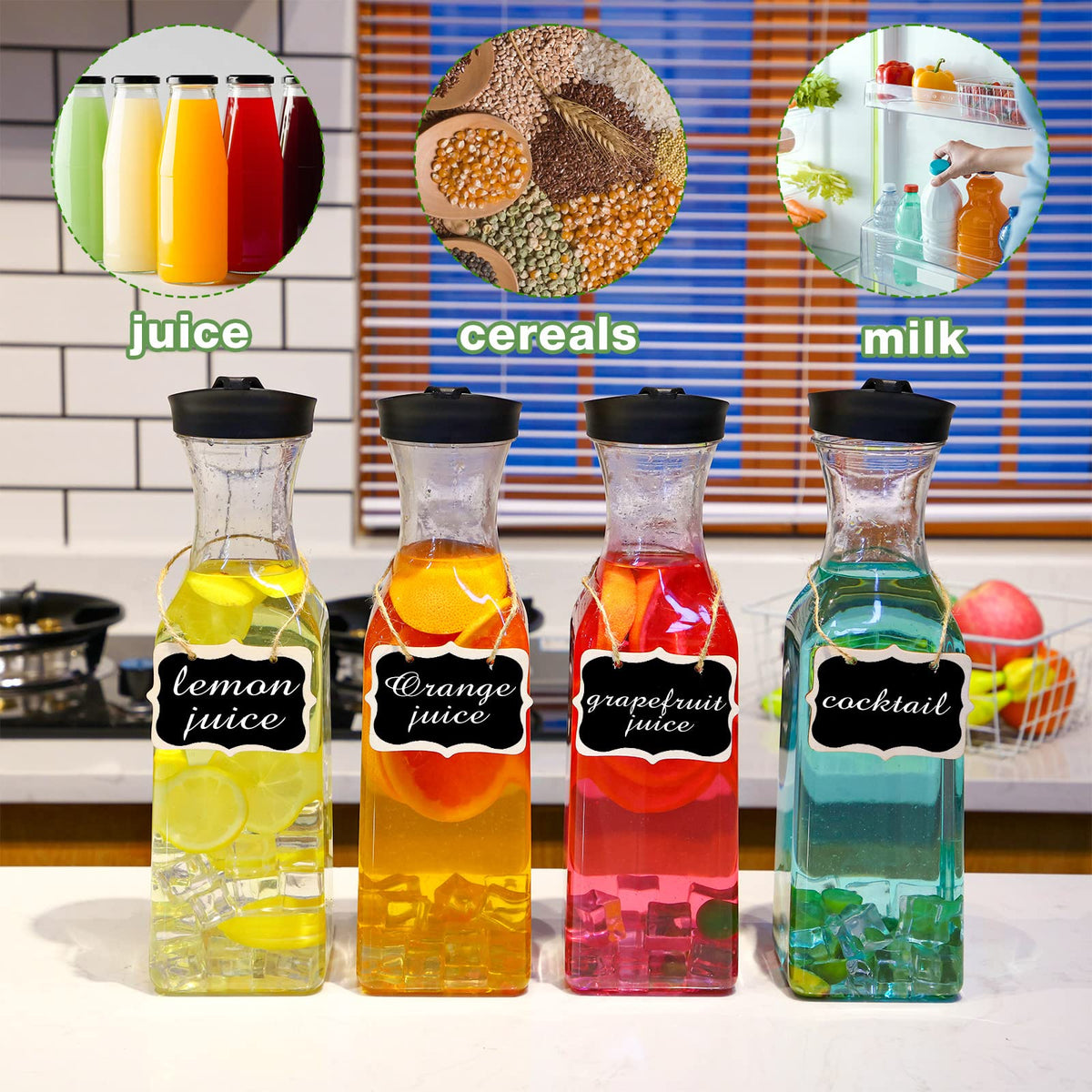 Square-based design of Lallisa carafe provides added stability on surfaces