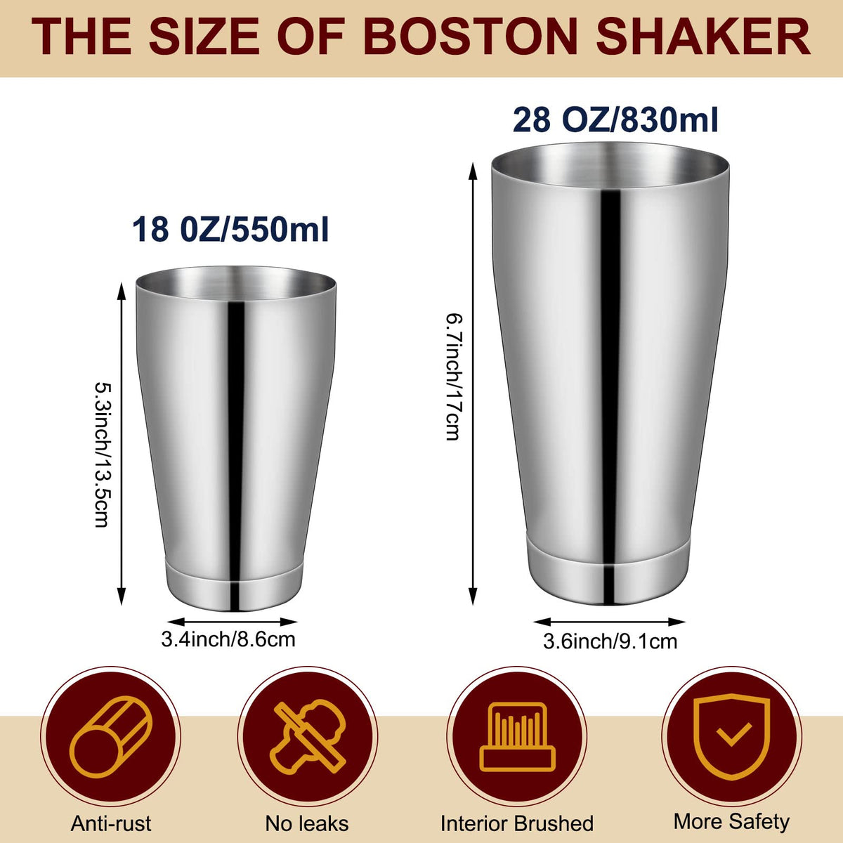 Lallisa stainless steel Boston shaker durable and leak-proof for smooth mixing