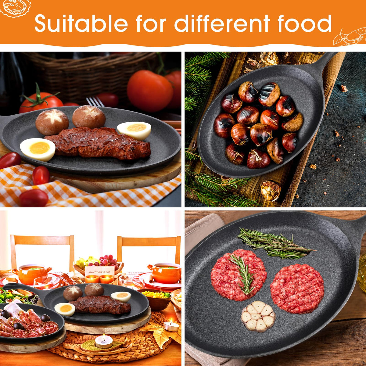 Lallisa two-piece fajita set keeps meat and vegetables warm.
