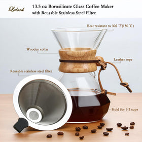 Lalord borosilicate glass carafe stays odor-free for pure coffee aroma.