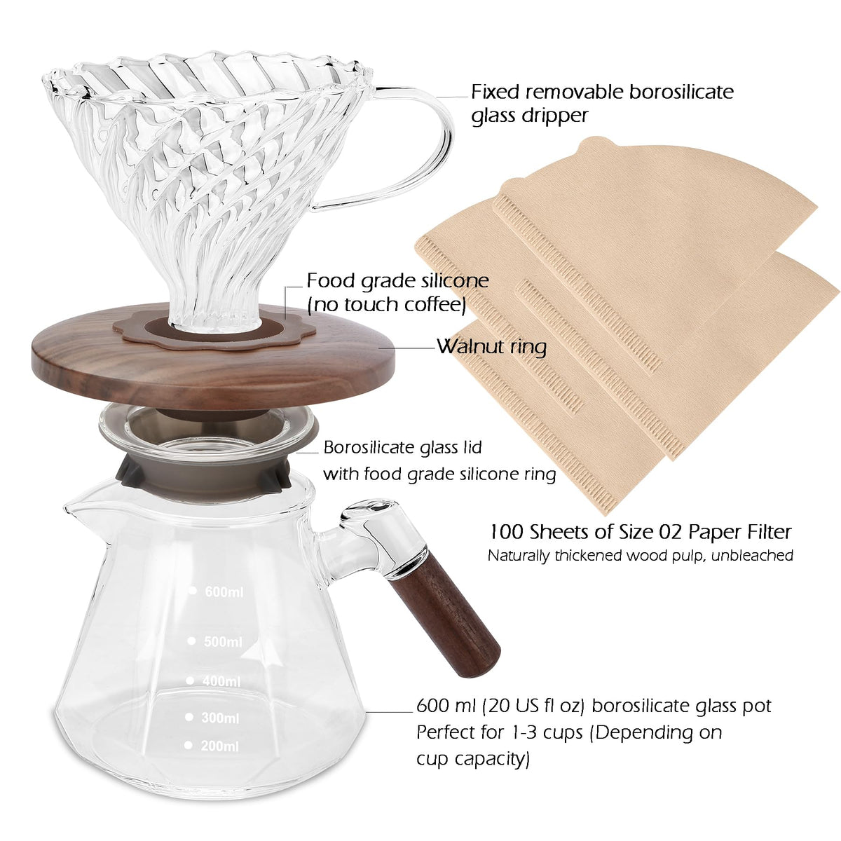 Lalord 100 unbleached filter papers for clean extraction.
