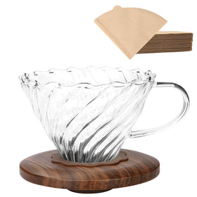 Lalord pour-over coffee dripper close-up shows durable borosilicate glass for clean brews
