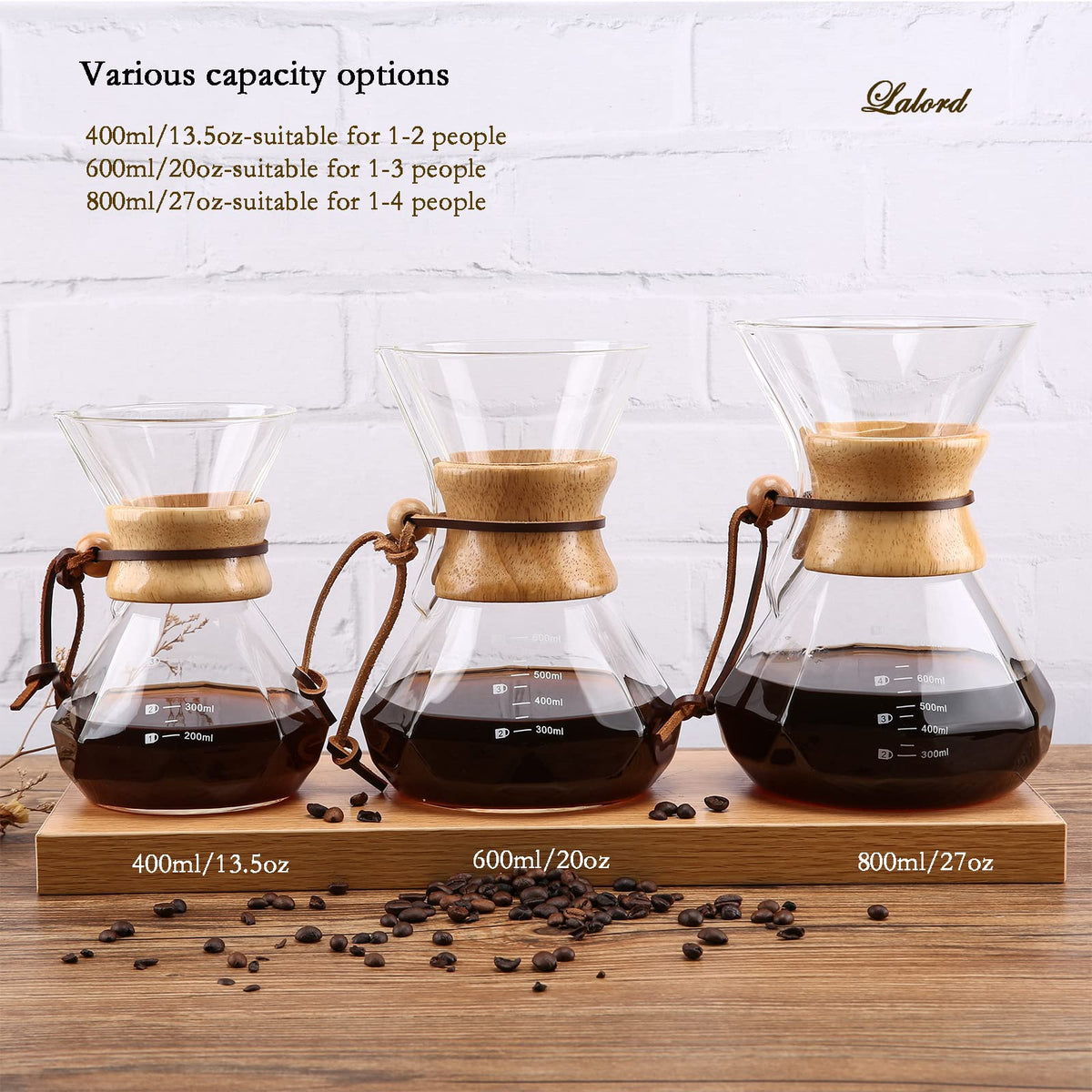 Lalord pour over setup in use for 2-cup brews during busy mornings.