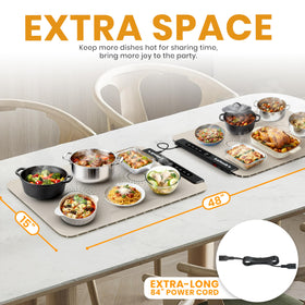 Lalush'e XL warming mat showcasing graphene heating for even warmth across trays