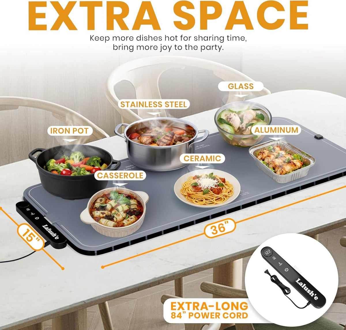 Lalush'e warming mat with 84-inch cable for flexible placement