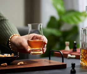 Lamarada bulbous cup with easy-hold base for comfortable grip.