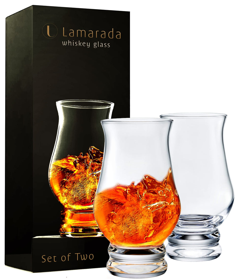 Lamarada whiskey glasses set 2, clear crystal for refined tasting sessions.