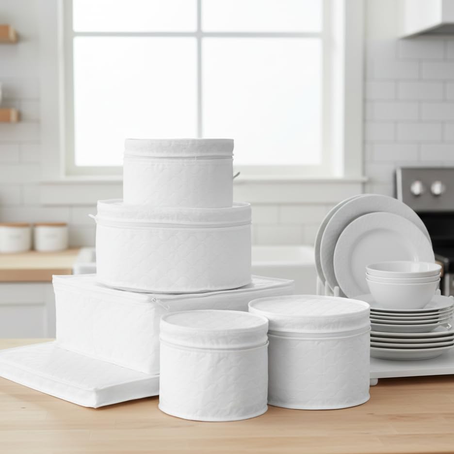 LAMINET quilted plate-case in white protects plates during storage and transport.