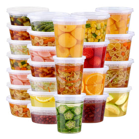 Lamosi 60-piece deli containers with 8oz, 16oz, and 32oz lids for versatile storage