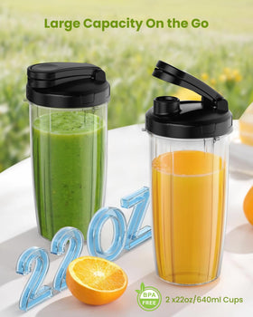 LAMPICK blender includes two 22oz cups for on-the-go shakes.