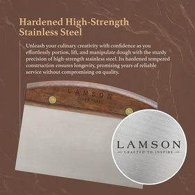 Lamson dough scraper suited for sourdough and pasta dough work.