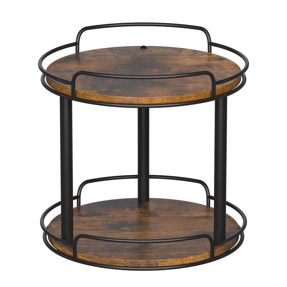 LAMU 10.2-inch wood lazy susan turns smoothly for easy access to items