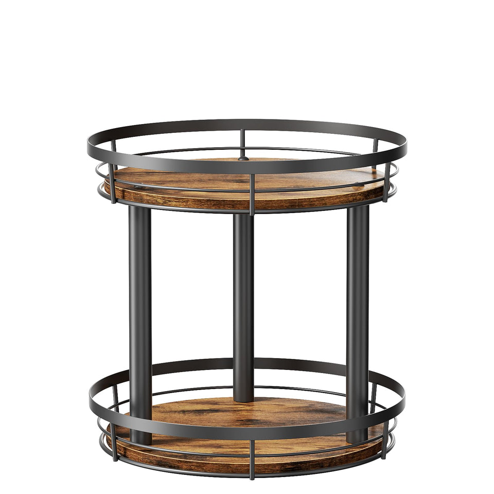 LAMU 10-inch wood Lazy Susan top view for easy spice access