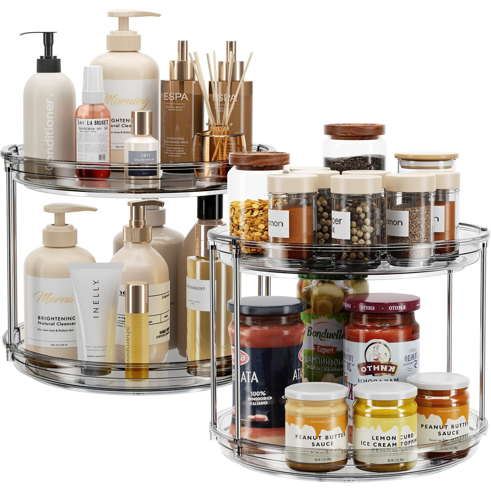 LAMU 2-tier lazy susan rotates smoothly for spice storage