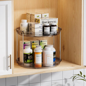 LAMU 2-tier lazy susan with spices highlights organized pantry visibility