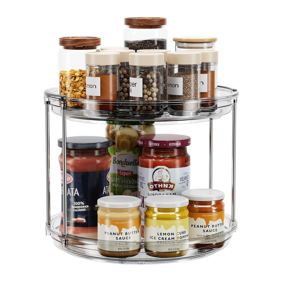 LAMU 2-tier lazy susan front view for accessible spice organization