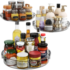 LAMU 3-pack lazy susan turntable in cabinet demonstrates space-saving organization