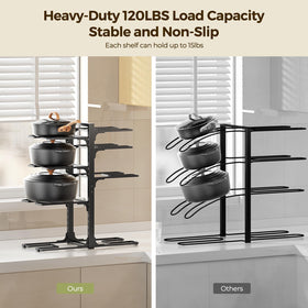 LAMU adjustable dividers adapt to different pot sizes for organized kitchen setup