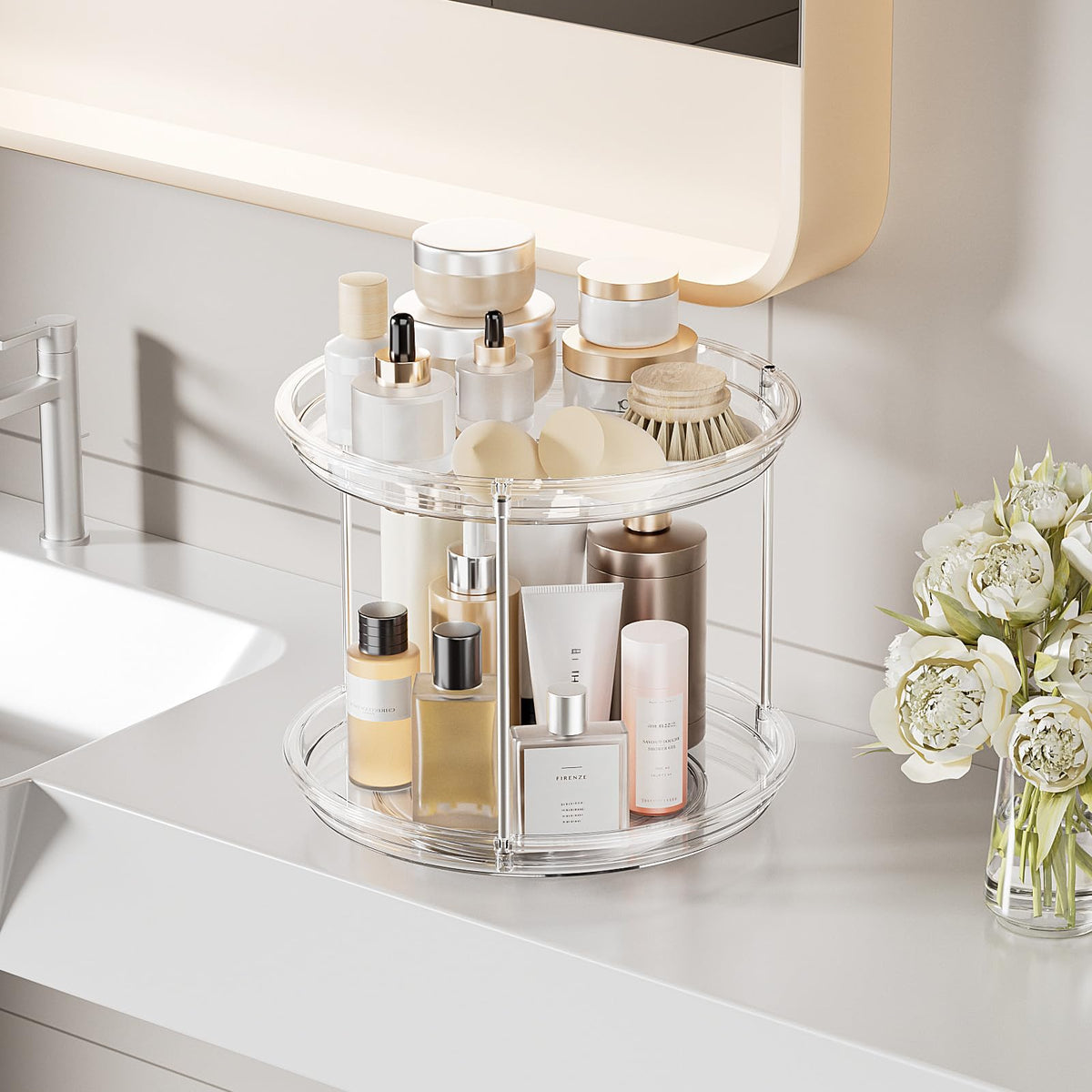LAMU bathroom-vanity-storage keeps cosmetics organized