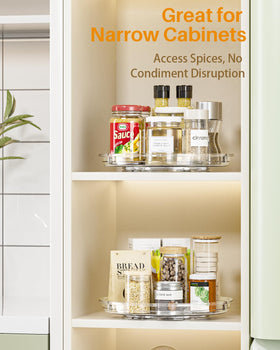 BPA-free acrylic construction ensures safe storage with smooth rotation.