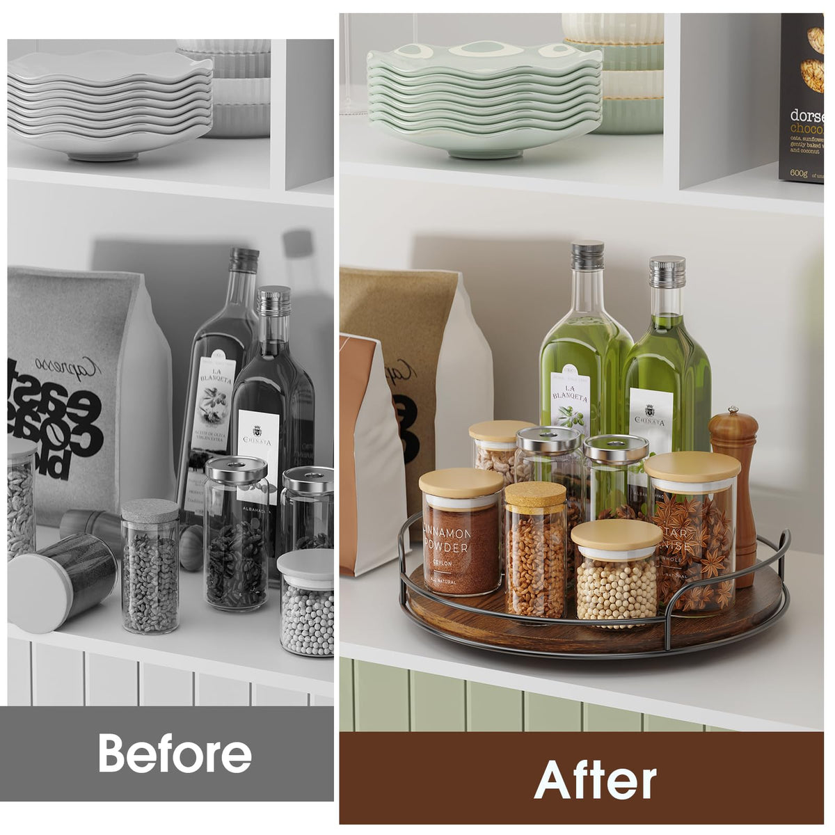 LAMU cabinet organizer spice tray versatile storage for jars and bottles