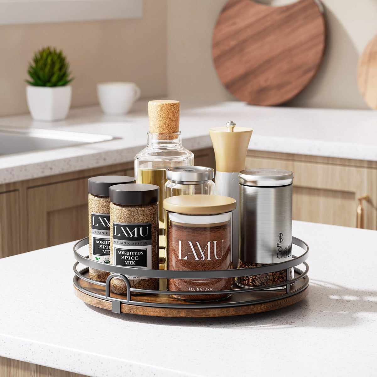 LAMU dining table centerpiece lazy susan adds functional decor to meals.