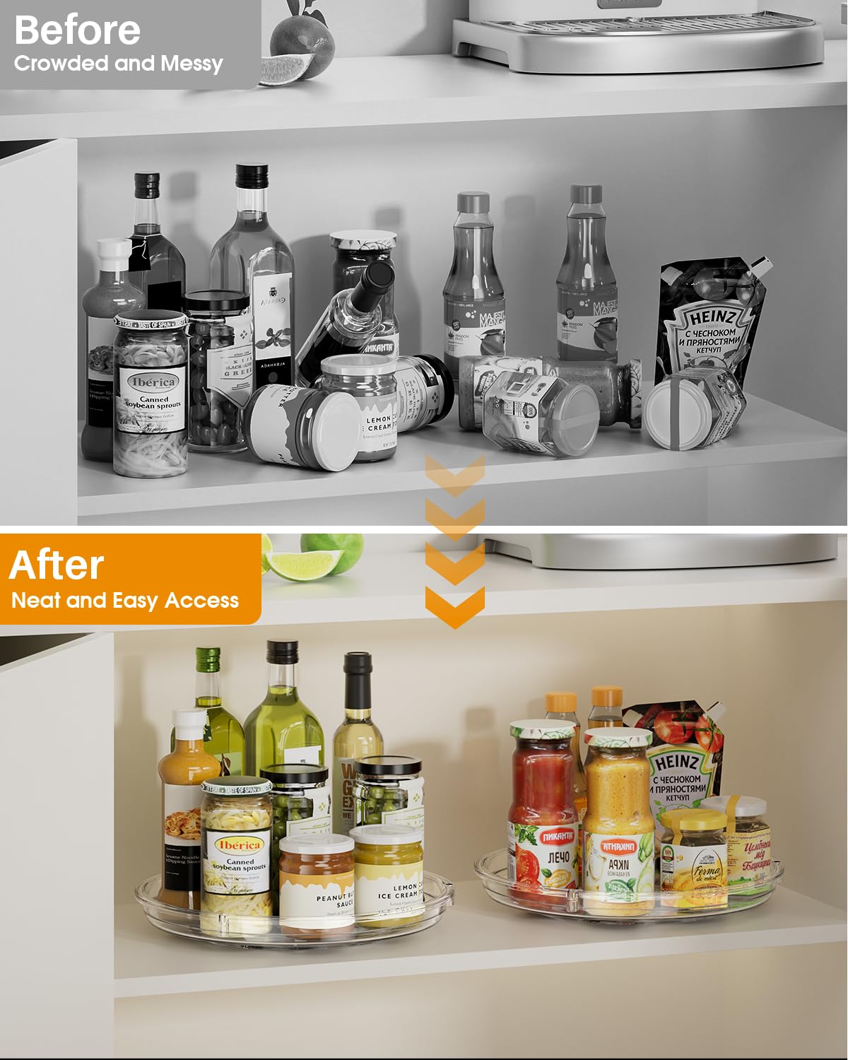2-pack solution saves space and keeps cabinet organization flexible.