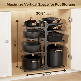 LAMU eight-tier heavy-duty rack provides sturdy storage for heavy cookware