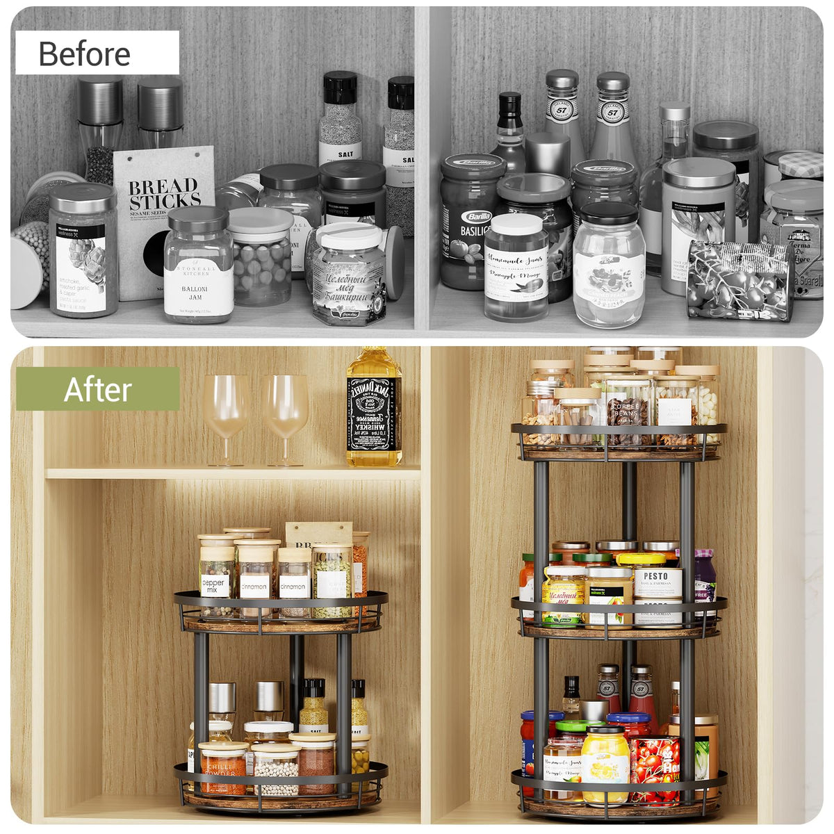 LAMU pantry storage solution supports vertical organization and visibility