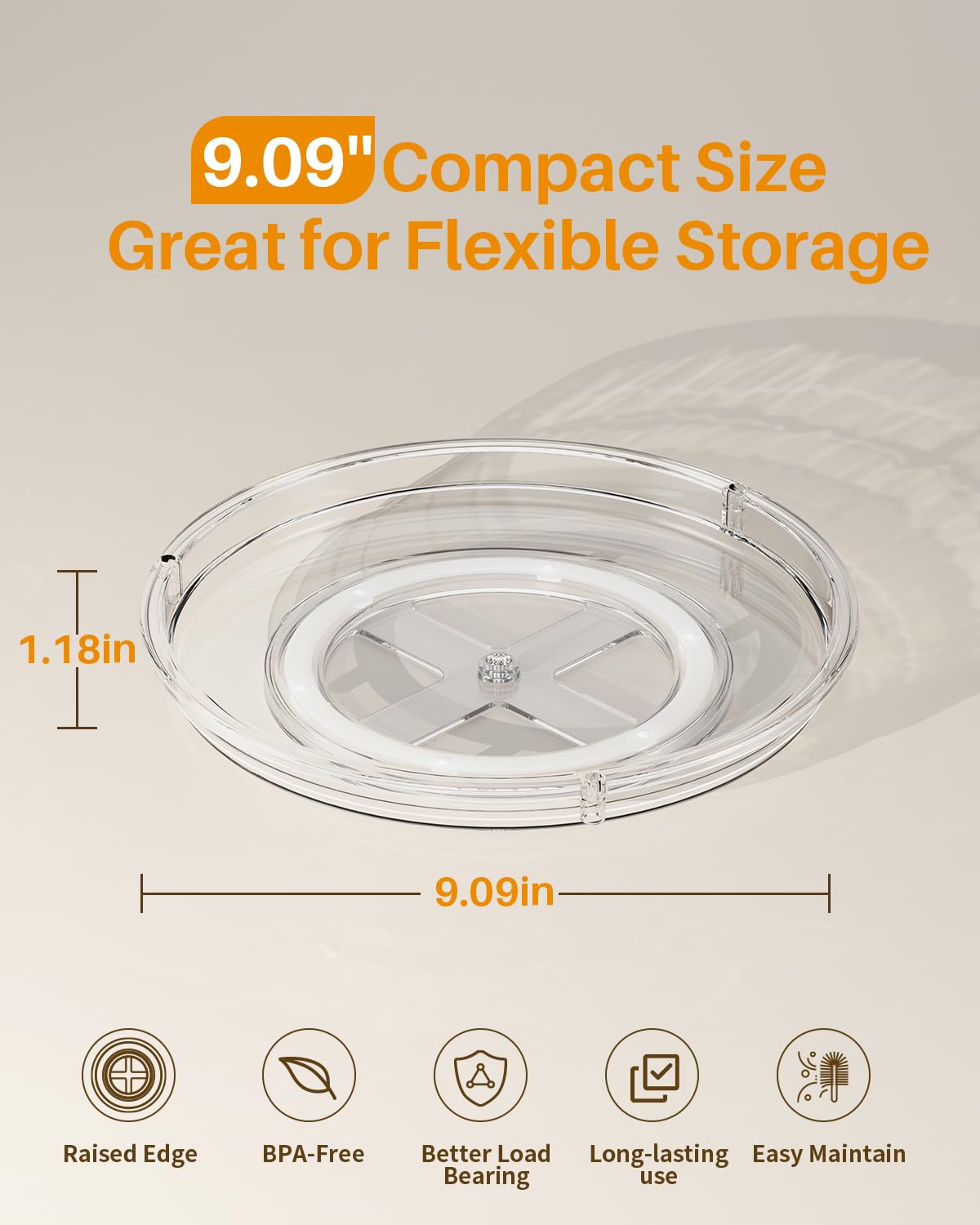 Versatile use in fridge, pantry, countertop, and bathroom for cosmetics and skincare.