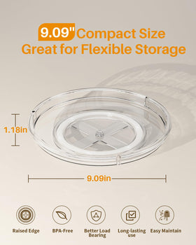 Versatile use in fridge, pantry, countertop, and bathroom for cosmetics and skincare.