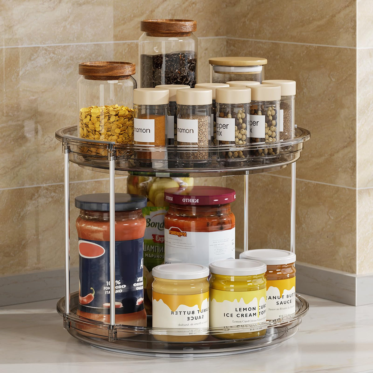 LAMU kitchen pantry cabinet organizer for spices, cans, cosmetics