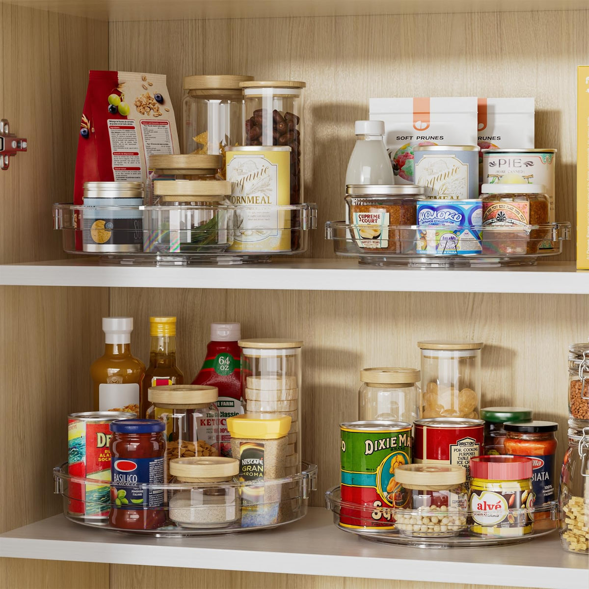 LAMU lazy susan 12in turntable in refrigerator keeps condiments tidy and reachable