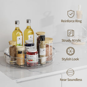 LAMU lazy Susan turntable on countertop offers fast condiment access.