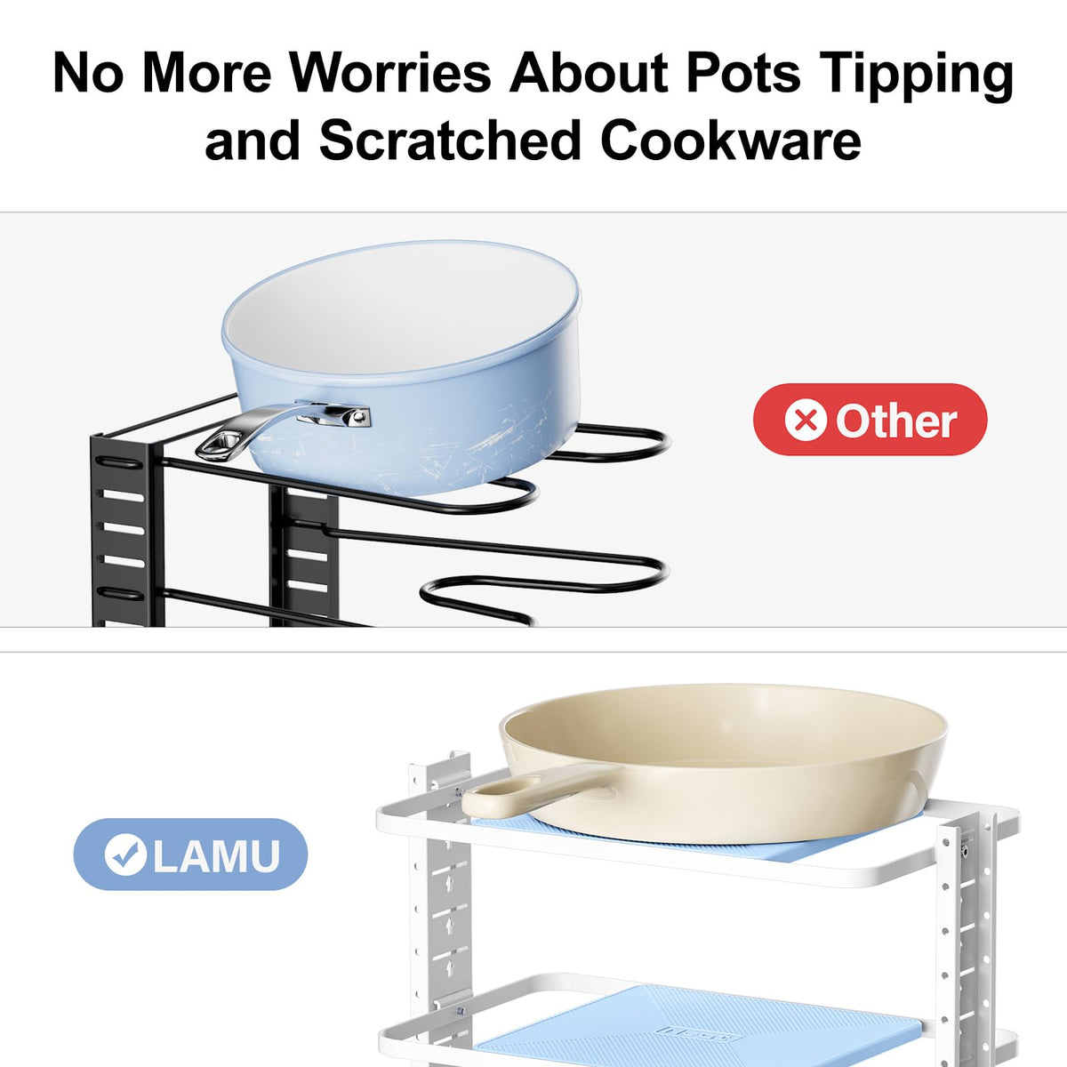 LAMU versatile placement for countertop, cabinet, or floor storage