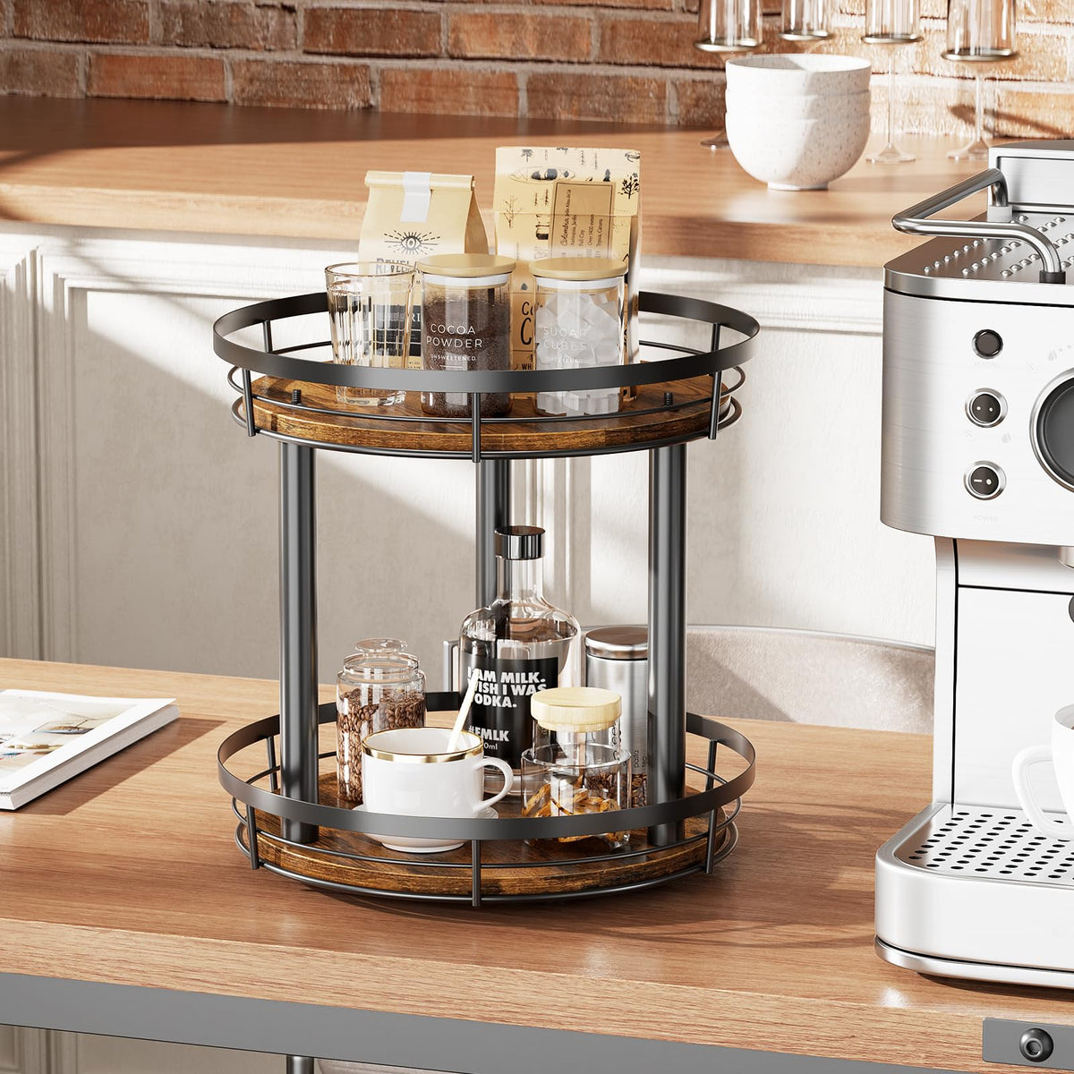 LAMU kitchen storage solution complements rustic wood finish