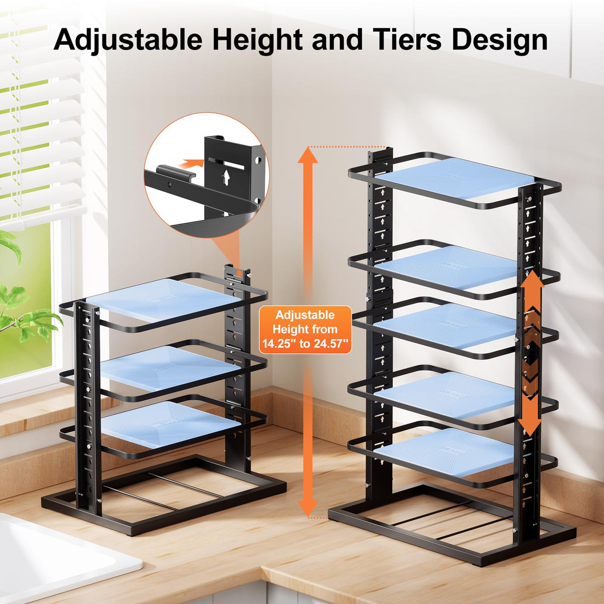 LAMU versatile organizer for countertop, cabinet, or floor placement