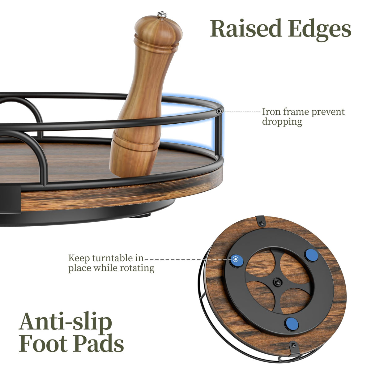 LAMU rustic wood base with metal frame for durable daily use.