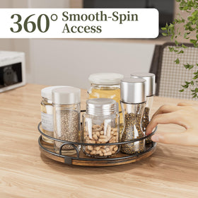 LAMU spice jars on turntable showcase organized storage.