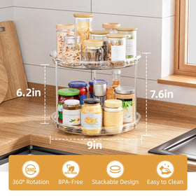 LAMU 9-inch diameter spice rack shown in compact cabinet