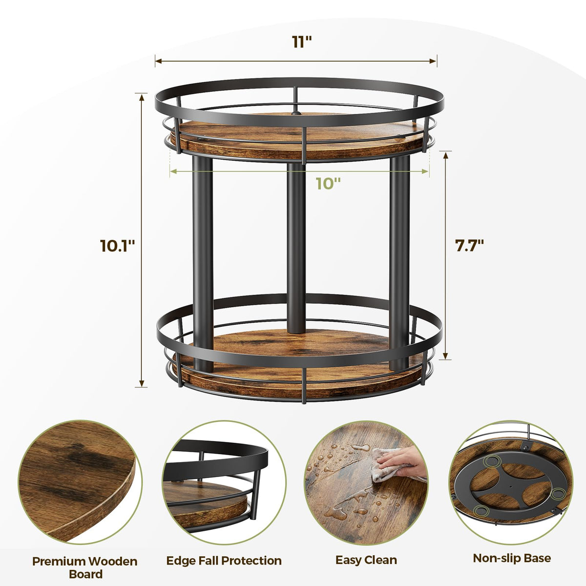 LAMU wood Lazy Susan rotation detail shows smooth, quick reach