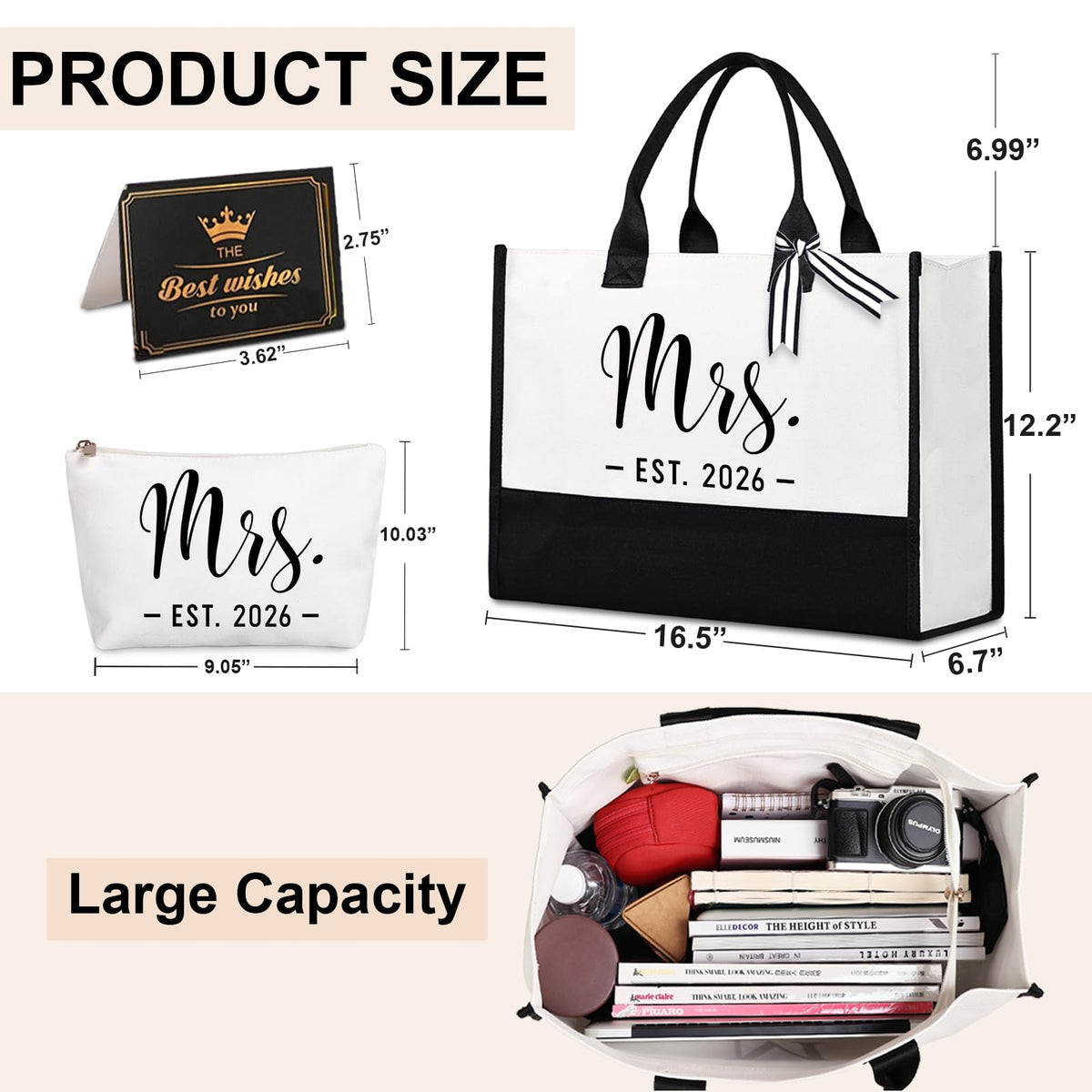 Classic black and white Lamyba Bride Tote Bag with retro charm