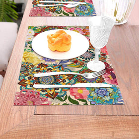 LANAIQO boho placemats on a dining table arranged in a stylish setup