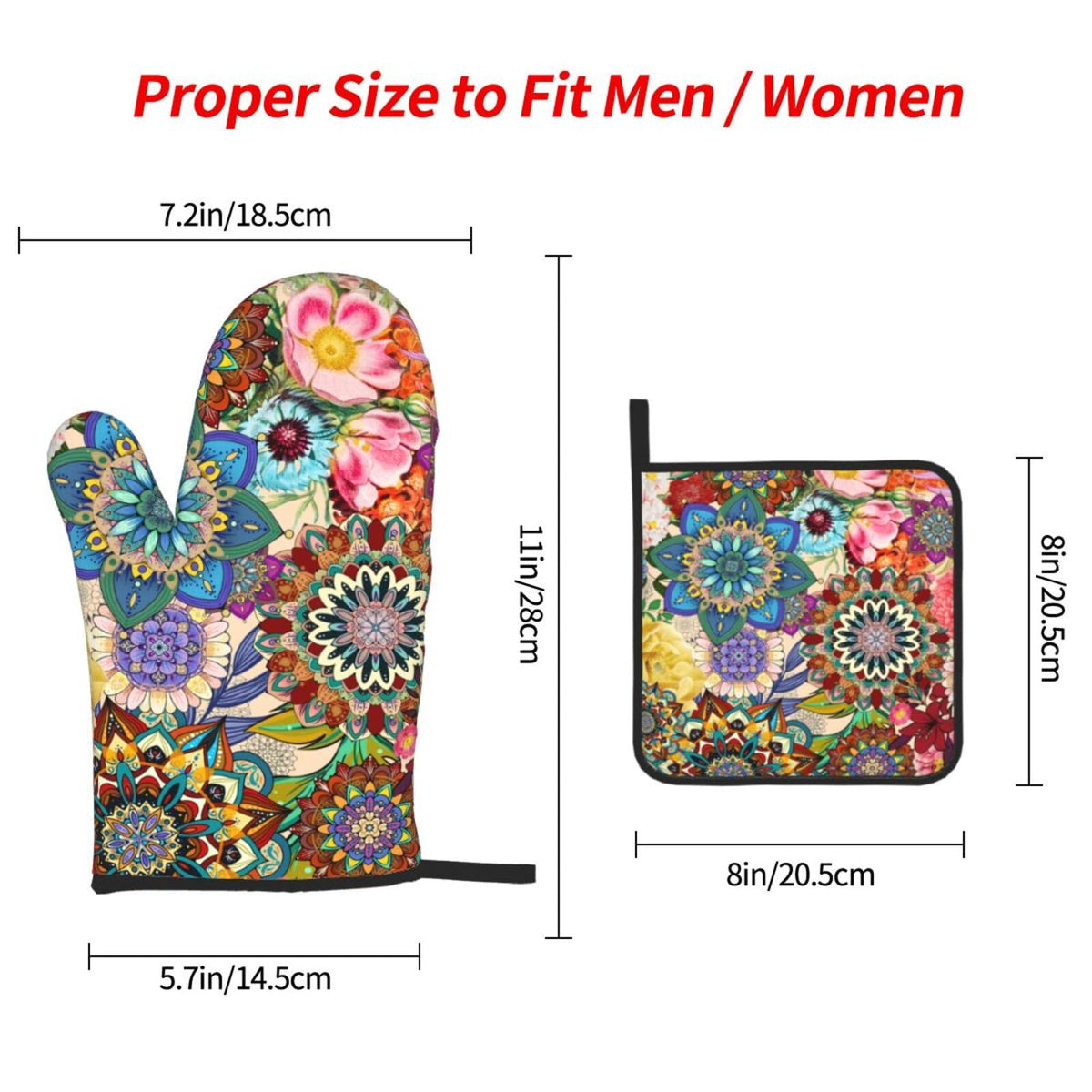 Lanaiqo Boho Floral heat-resistant fabric ideal for hot pans.