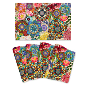 LANAIQO Boho floral placemats set with colorful blooms for festive dining