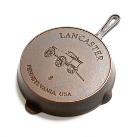 Lancaster Cast Iron skillet with lightweight design feels easy to lift and maneuver.