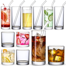 LANDNEOO 12-pack glass cups collection, versatile for everyday drinks and entertaining