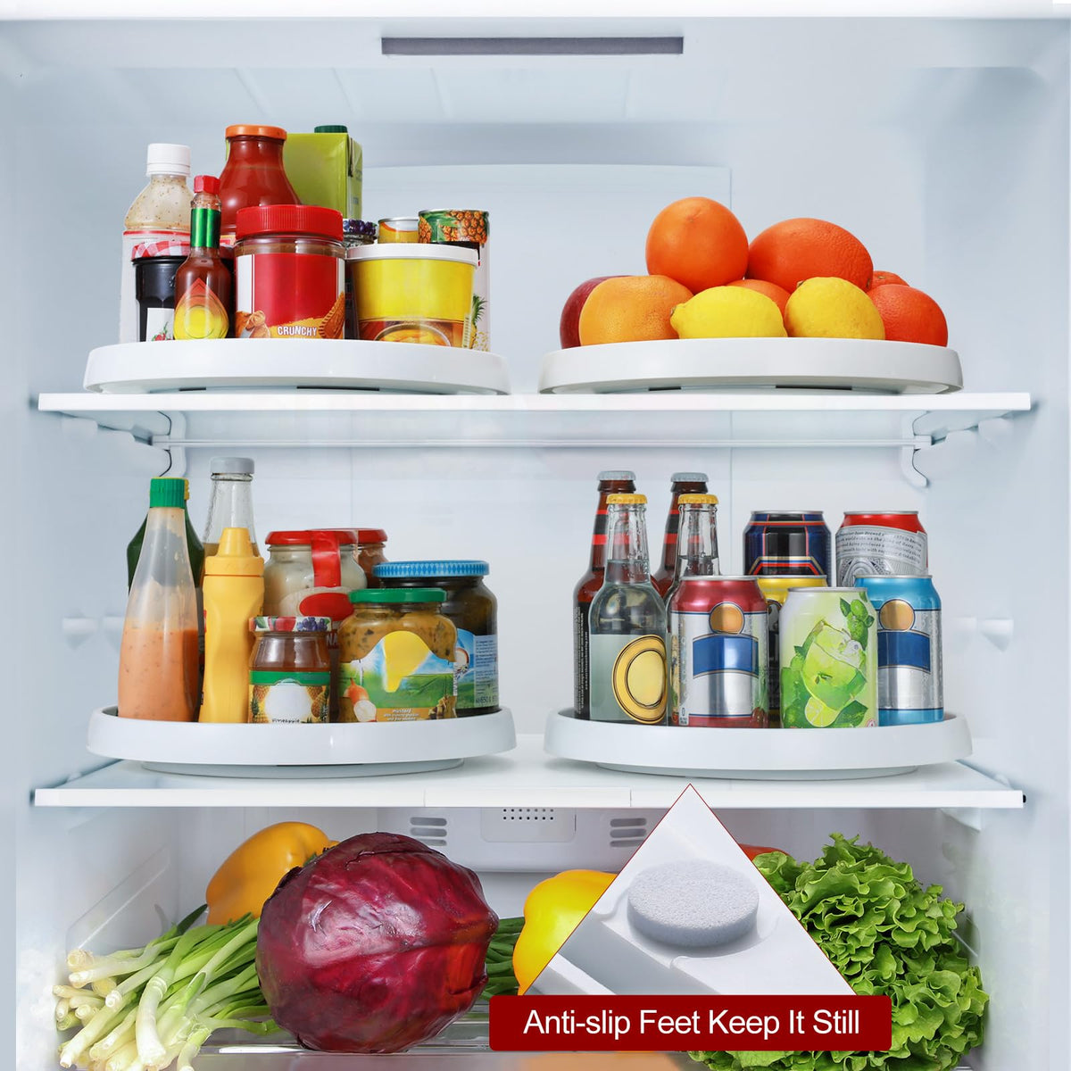 LANDNEOO 12-inch turntable on countertop to streamline pantry items.